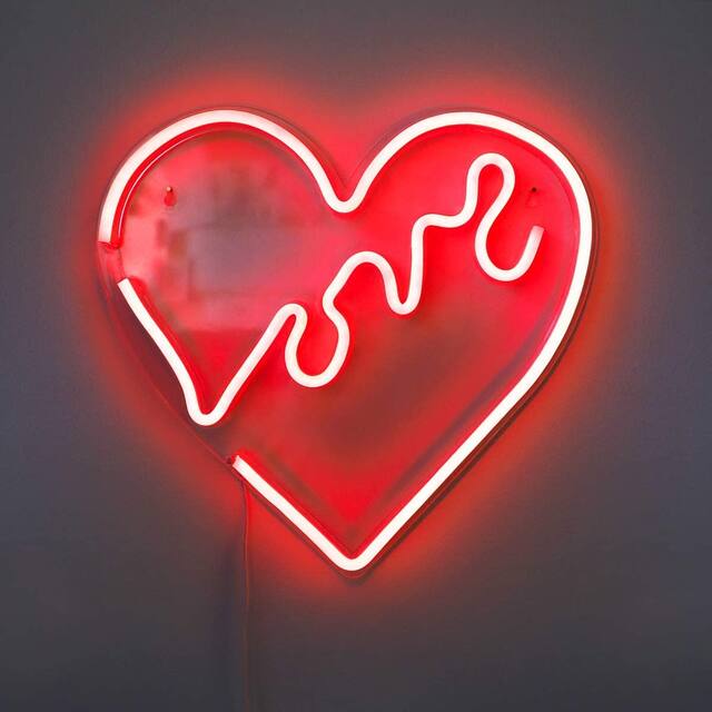 14" x 14" inch LED Neon Red "Love" Heart Wall Sign Valentines Day Gift - Standard