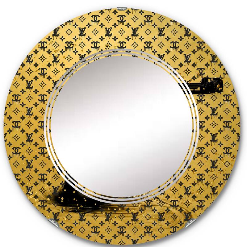 Designart 'Gold Designer Pistol II' Printed Fashion Gun Wall Mirror