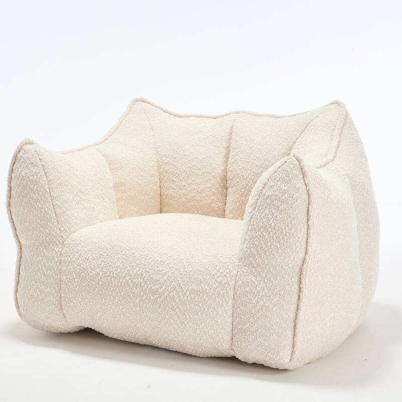 Modern Chenille Single Bean Bag Chair Square Lazy Sofa with Armrests for Living Room Bedroom Lounge