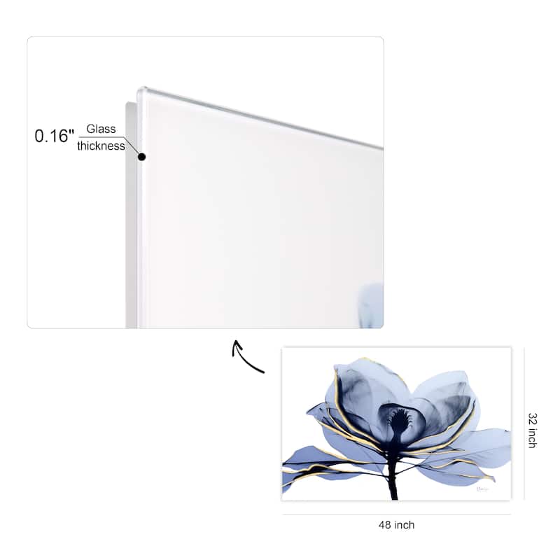 "Golden Midnight 2" Frameless Free Floating Tempered Glass Panel Graphic Wall Art