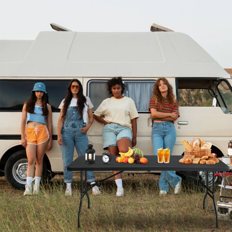 6FT Portable Folding Table with Handle, Lightweight Heavy-Duty Plastic Table