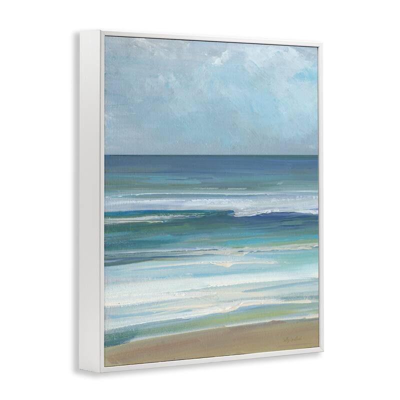 Stupell Calming Beach Wave Visage Framed Giclee Art Design By Sally Swatland