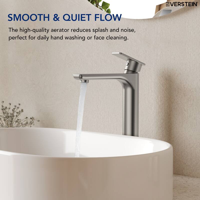 12" Height Bathroom Faucet, Single Handle Single Hole Sink Faucet Matte Black Spot Resistant