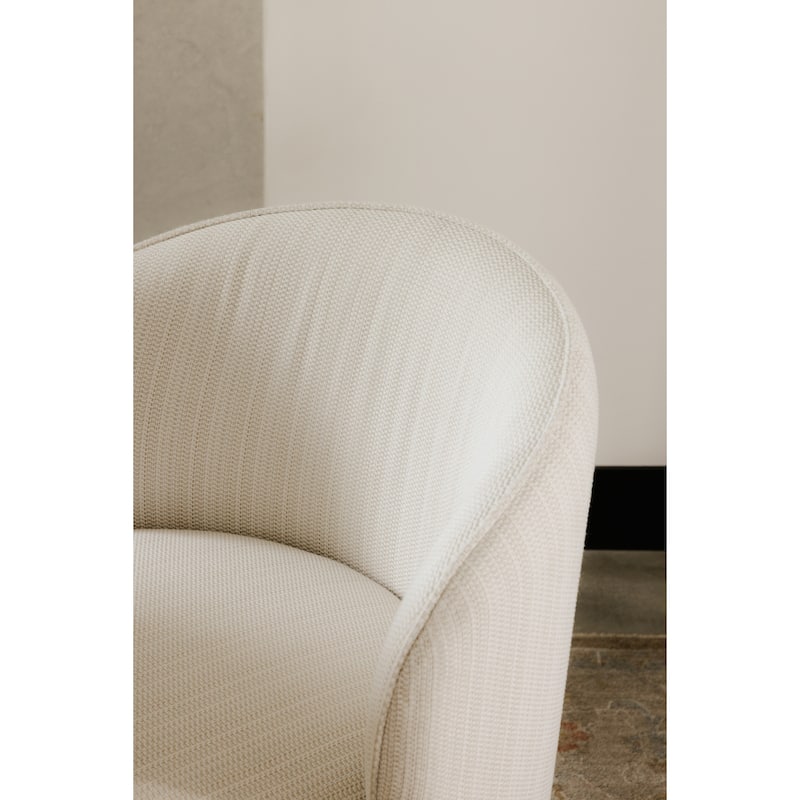 NADAAL STUDIOS Virelith Outdoor Dining Chair, Swivel Base with Aluminium Frame and Olefin Upholstery, Cream