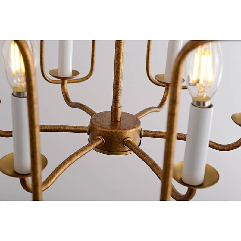 Aurelia 6-light Rustic Gold Drum Chandelier for Living/ Dining Room - D21'' x H62.7''