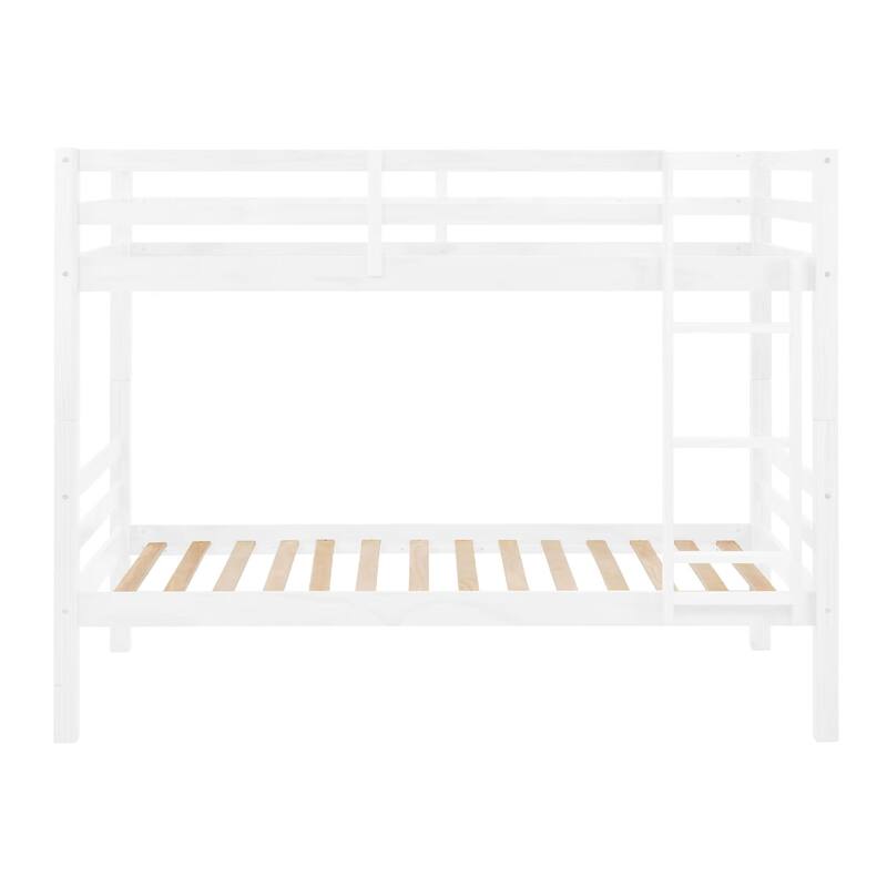 Twin Bunk Bed,Wooden,High Guardrail,Ladder,Kids Teens,Dorm Guest