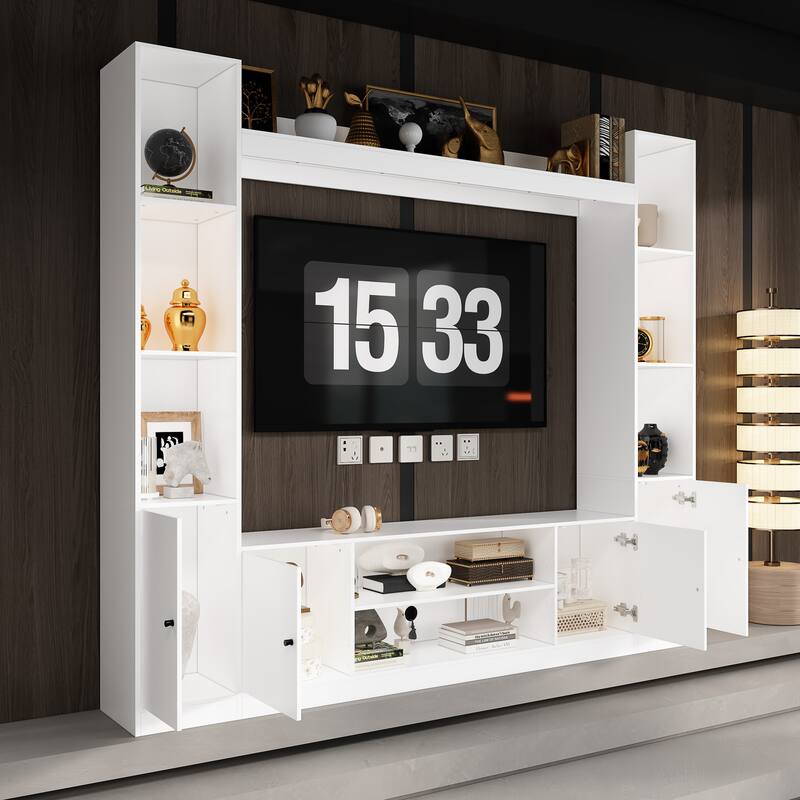 Entertainment Hub w/Fireplace Insert Compatibility Sleek Media Center