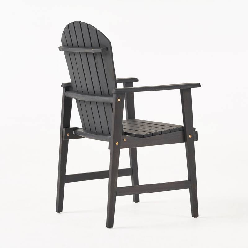 Outdoor Weather Resistant Acacia Wood Adirondack Dining Chairs (Set of 2), Dark Gray Finish