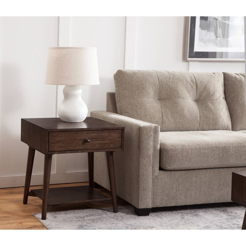 Mid-Century Modern 1-Drawer 22" End Side Table