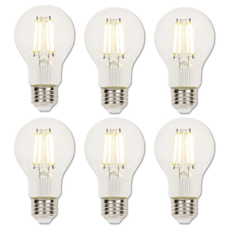 Westinghouse Lighting 6.5-Watt (60-Watt Equivalent) Clear A19 Dimmable Filament LED Light Bulb, Medium Base - 6-Pack