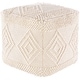 preview thumbnail 2 of 6, Freya Boho Hand Woven 18-inch Cube Pouf White