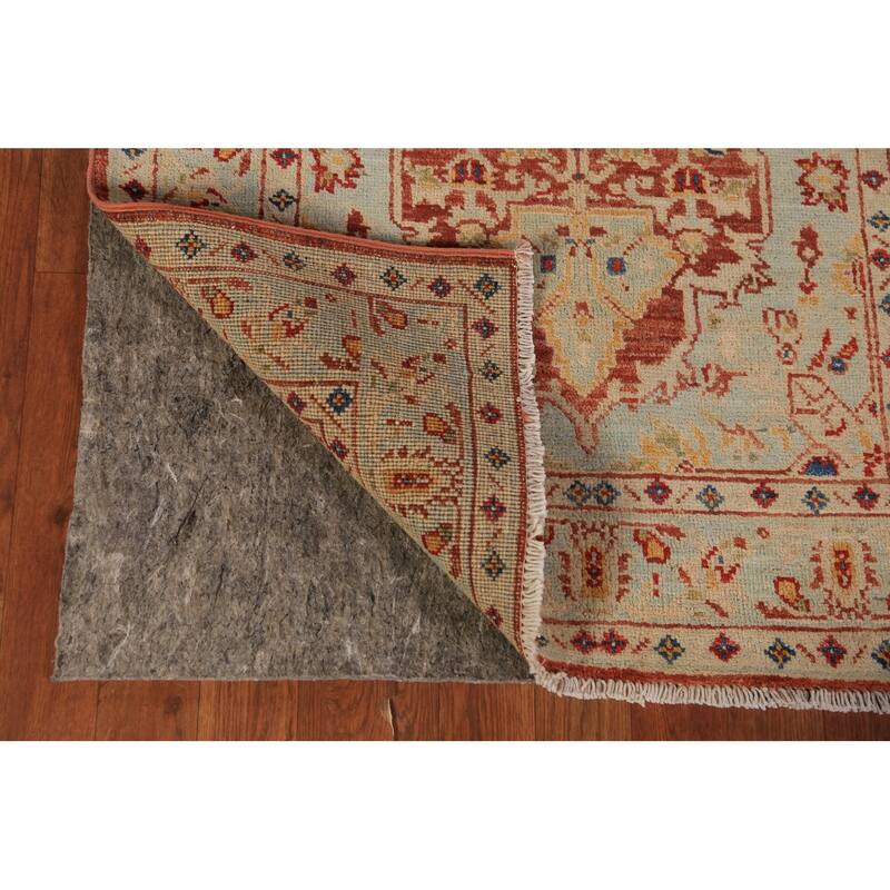 Geometric Heriz Serapi Vegetable Dye Accent Rug Handmade Wool Carpet - 3'0"x 4'10"