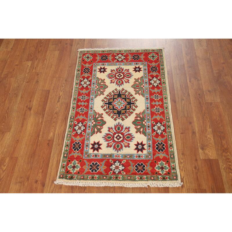 Traditional Kazak Oriental Foyer Rug Handmade Bedroom Wool Carpet - 2'0"x 3'0"