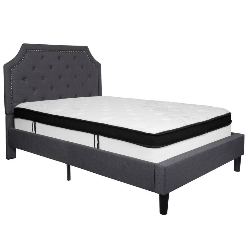 Arched Tufted Platform Bed and Memory Foam Pocket Spring Mattress