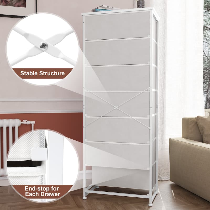 Slim Tall Vertical 7-Drawer Chest Dresser Closet Storage Organizer Unit for Bedroom