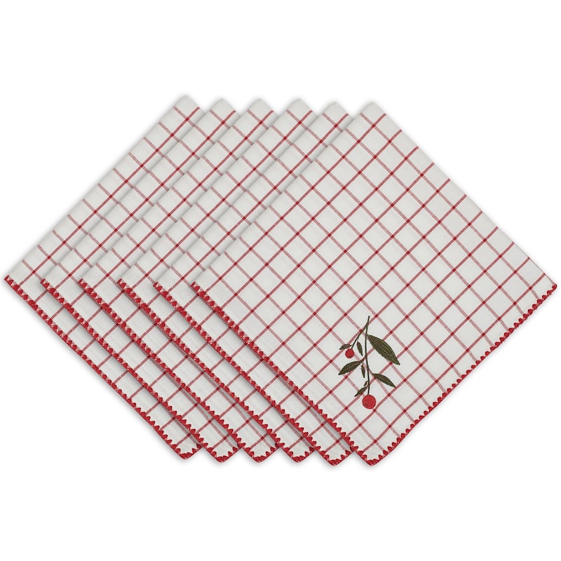 DII Berry Sprig Napkin Set, 20x20", 6 Piece - Berry Sprig