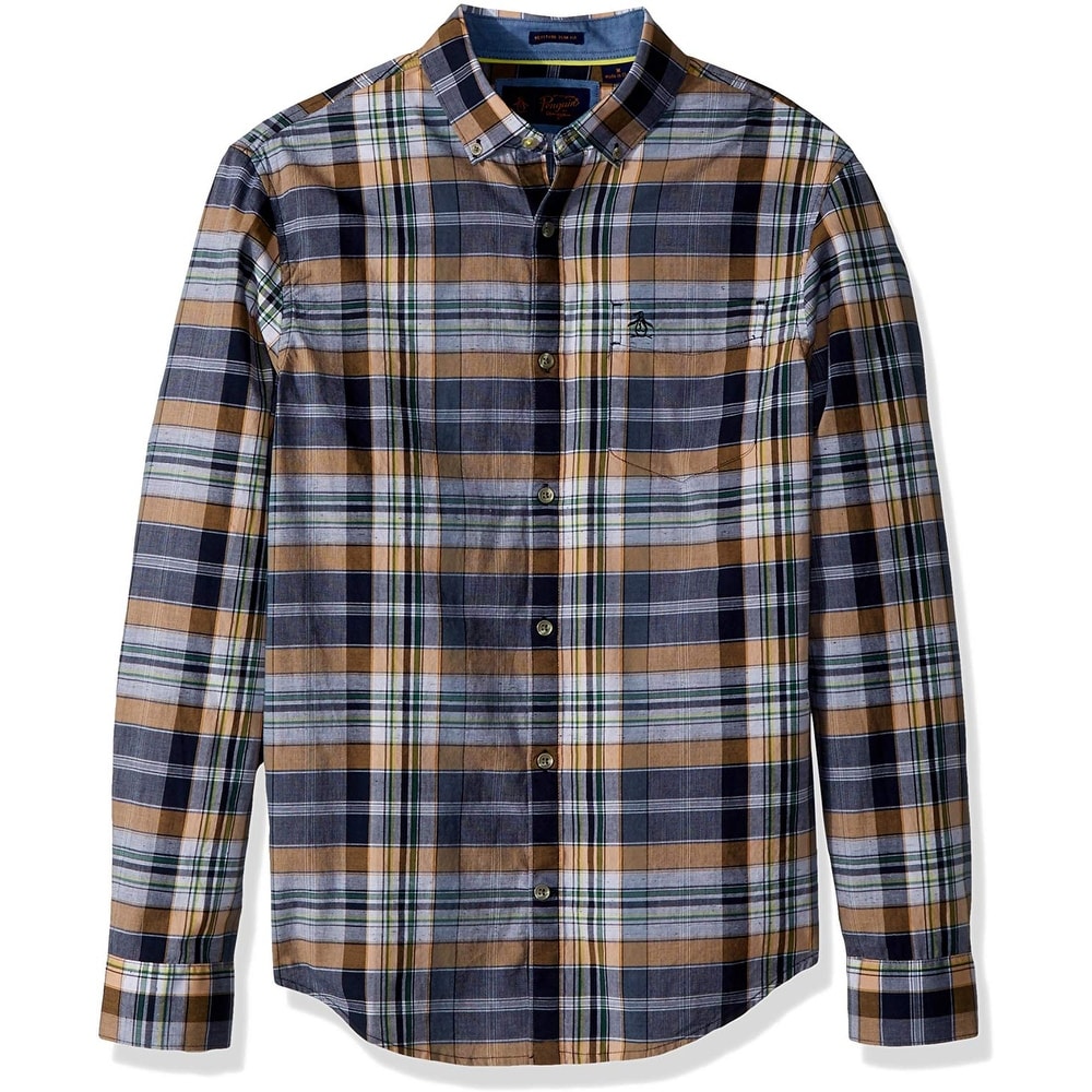 Original Penguin Mens Long Sleeve Jaspe Button Down Shirt