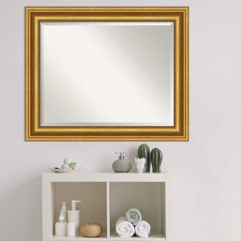 Beveled Bathroom Wall Mirror - Parlor Gold Frame