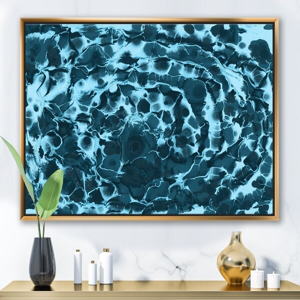 Designart 'Wet Blue Painted Waves' Modern & Contemporary Framed Canvas Wall Art Print. Opens flyout.