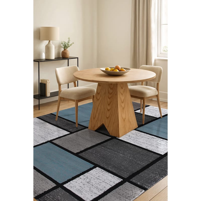 World Rug Gallery Contemporary Modern Boxed Color Block Area Rug