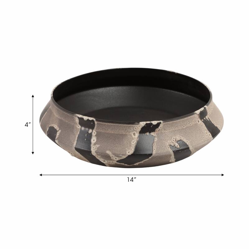 Terracotta Decorative Bowl Accent Piece for Home Office- 4" Multi - 14" x 14" x 4"