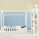 preview thumbnail 12 of 10, White Full Size Wood House Bed with Fence and Storage Shelves