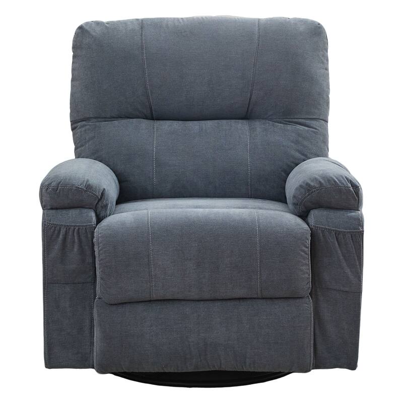 360° Linen Swivel Rocker Recliner with Side Pockets