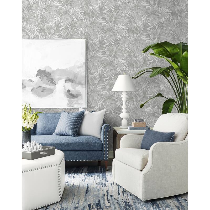 Lillian August Cordelia Tossed Palms Embossed Vinyl Unpasted Wallpaper