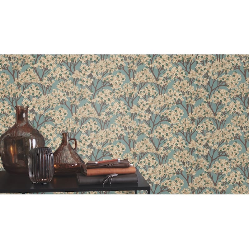 Rasch Stickley Sky Blue Tree Wallpaper