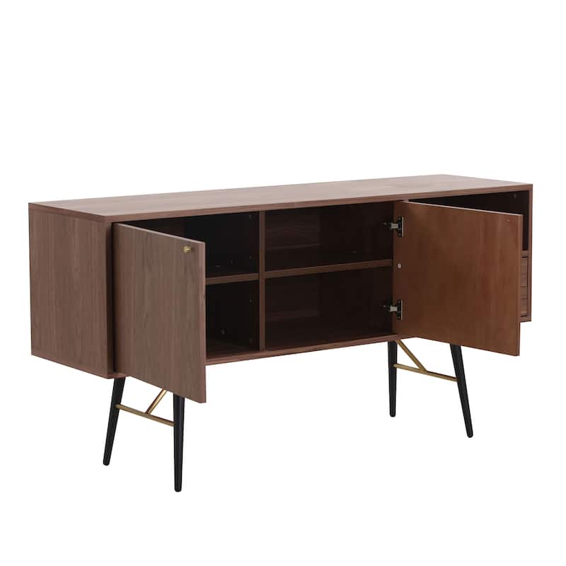 Walnut Anti Topple Countertop TV Console, Display TV Stands