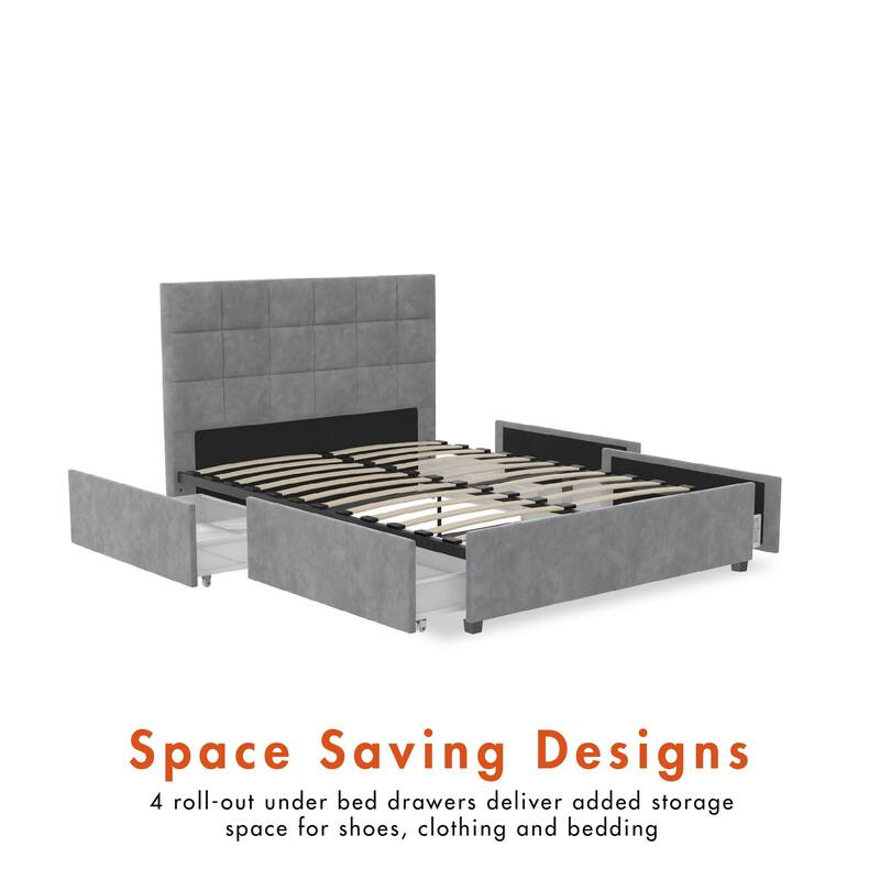 CosmoLiving Serena Upholstered Bed with Drawers
