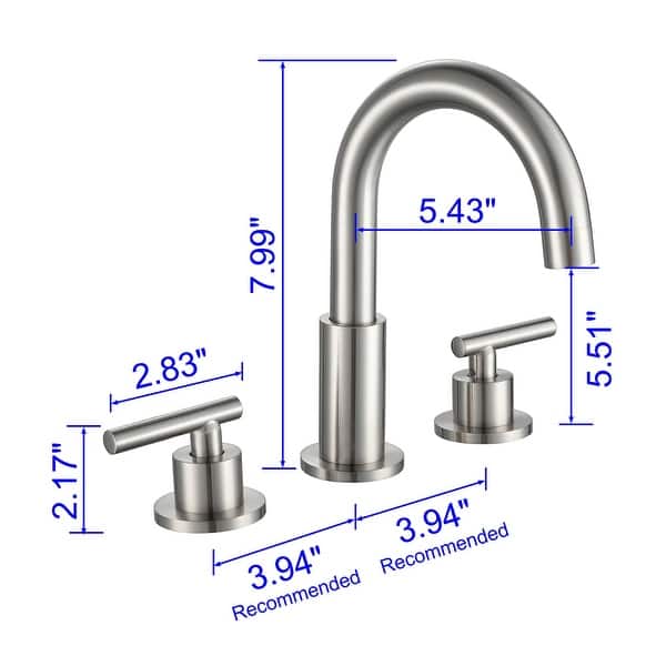 dimension image slide 0 of 3, 8 Inch Widespread Bathroom Sink Faucet 3 Holes Bathroom Faucet Double Handle Modern Basin Vanity Faucets Deck Mounted No Drain