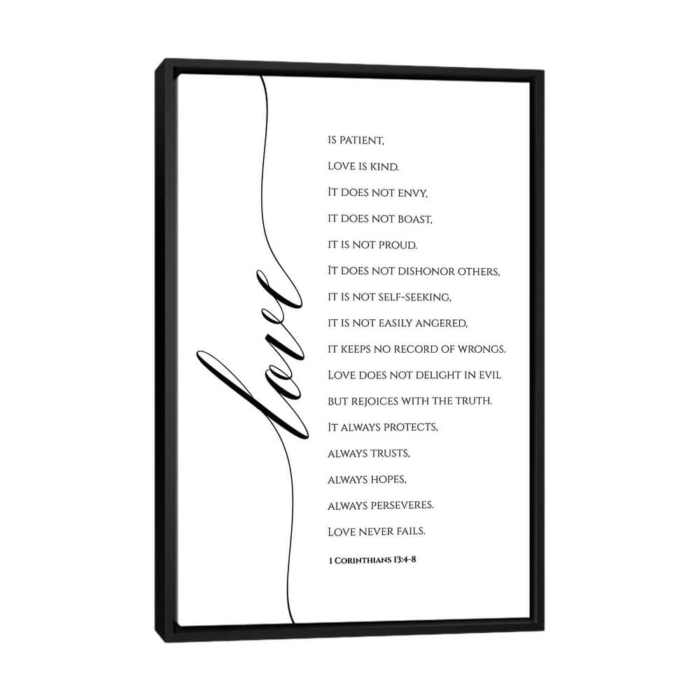iCanvas "Love Is Patient, Love Is Kind, 1 Corinthians 13-4-8" by Eden Printables Framed Canvas Print