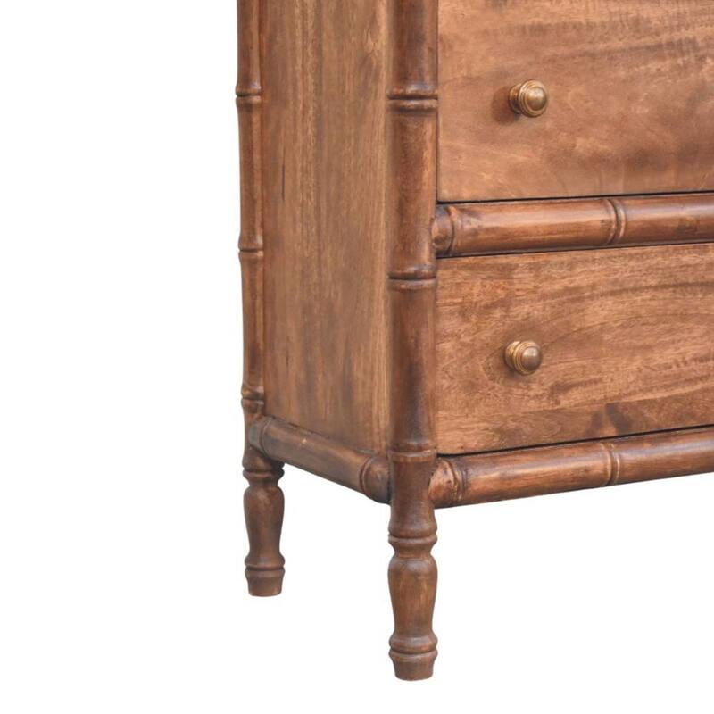 Artisan Furniture Solid Wood Bamboo Carved 3-Drawer Chest