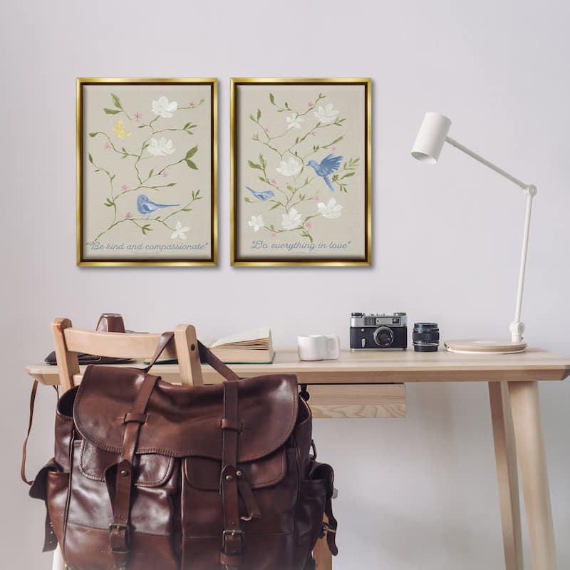 Stupell Floral Comforting Proverbs Framed Floater Canvas Wall Art Design By Lucille Price (Set of 2)
