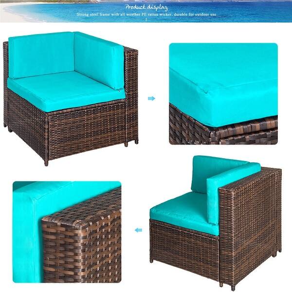 Shop Merax 7 Piece Outdoor Patio Rattan Sectional Sofa Set Overstock 31109446