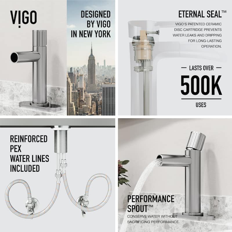 VIGO Ashford 8" H Single Handle Single Hole Bathroom Faucet