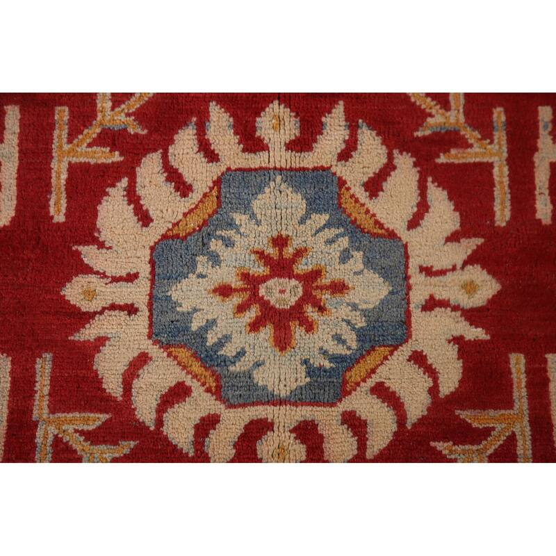 Red Kazak Oriental Area Rug Handmade Living Room Wool Carpet - 6'1" x 8'9"
