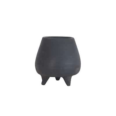 Black Terracotta Planter A w/ Feet - Black