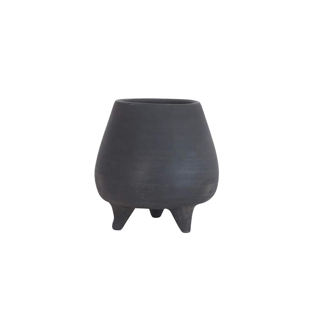 Black Terracotta Planter A w/ Feet - Black