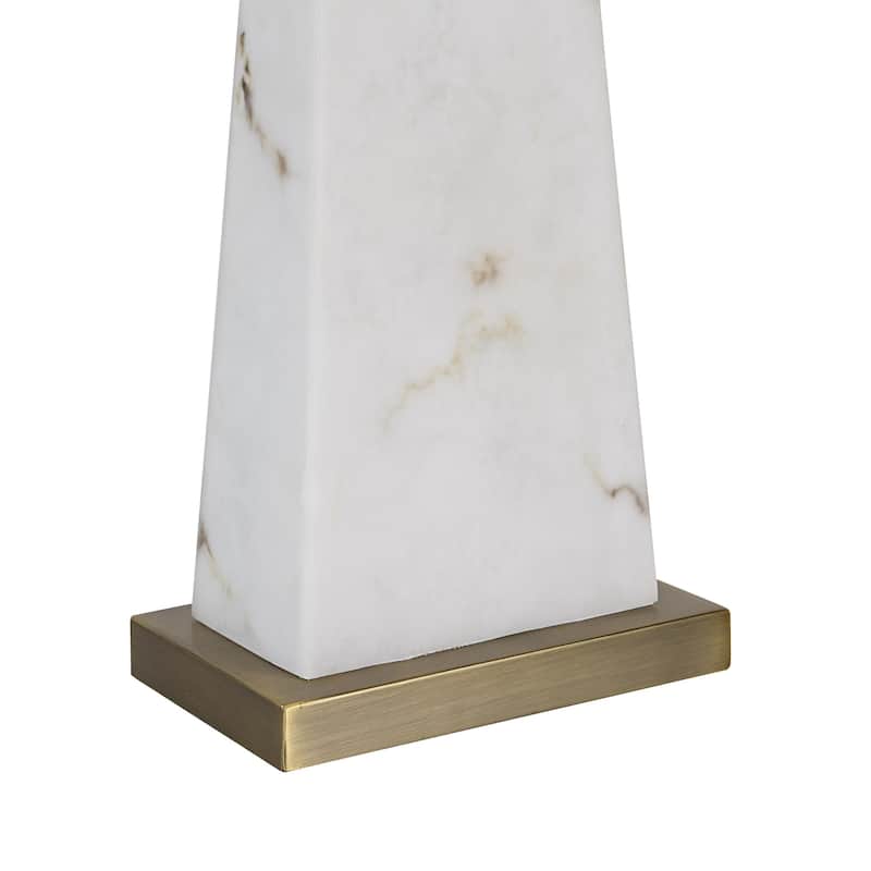 Alabaster Table Lamp with Drum Shade - 28" - White