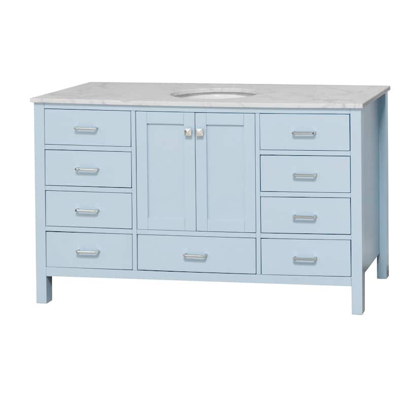 KitchenBathCollection Horizon 60" Single Bathroom Vanity with Engineered Carrara Top