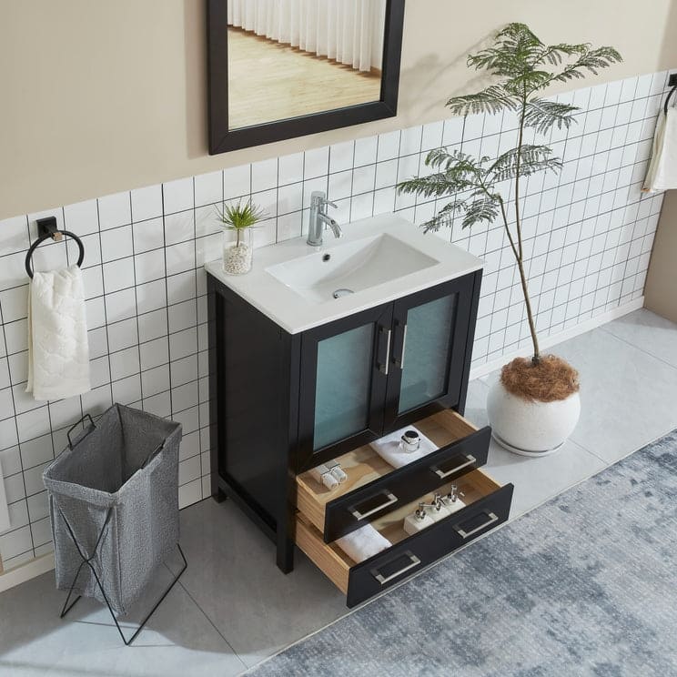 Vanity Art 30-in. Single-sink Bathroom Vanity w/ Wall Mirror - 29.1 W x 18.1 D x 35.8 H