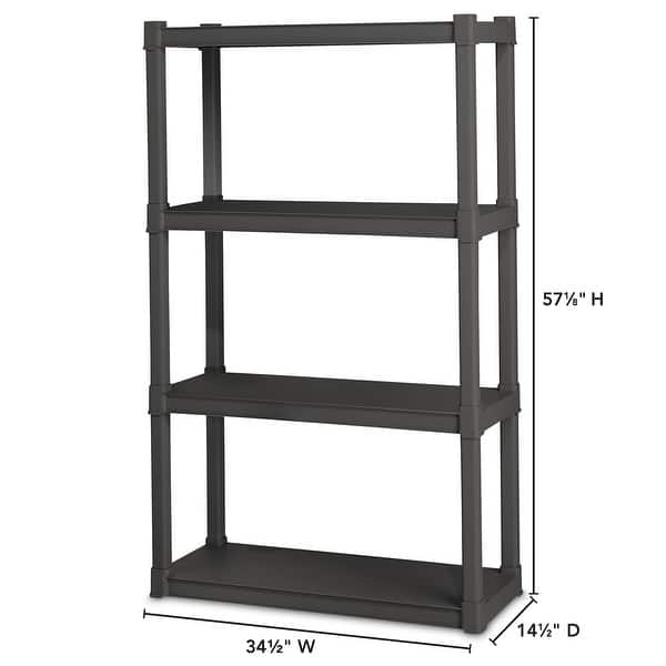 Sterilite Plastic Shelf Storage Organizing Unit with 4 Shelves, Gray, 3 Pack - 3-Pack