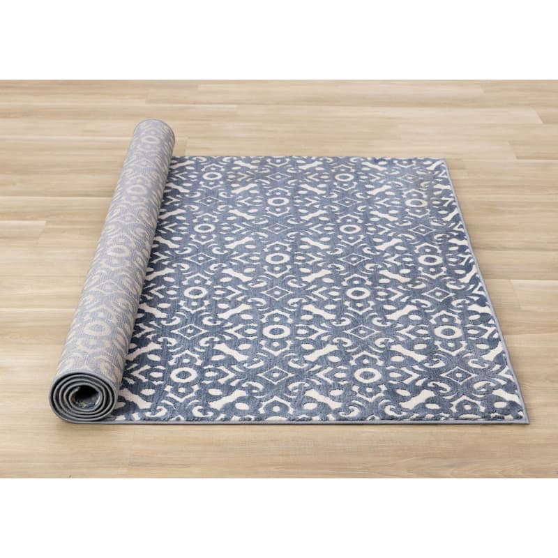 Blue Cream Traditional Indoor Area Rug