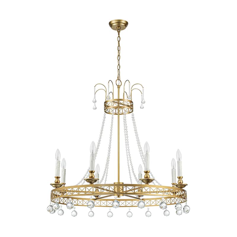 8 - Light Modern Empire Wagon Wheel Chandelier - 33.5 in. W x 114.2 in. H