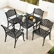 preview thumbnail 1 of 11, Nuu Garden 5-Piece Cast Aluminum Patio Dining Set with Umbrella Hole and Wide Seat Black with gold point