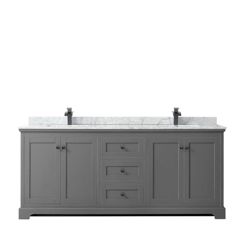 Avery 80-inch Double Vanity, Marble Top, Square Sinks, No Mirror