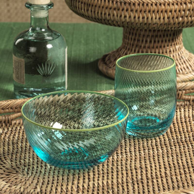 Sicilian 4-Piece Set Swirl Glass Serving Bowls