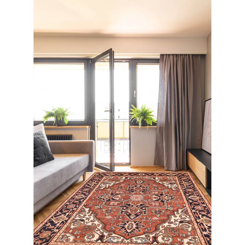 ECARPETGALLERY Hand-knotted Serapi Heritage Dark Copper Wool Rug - 8'11 x 11'8